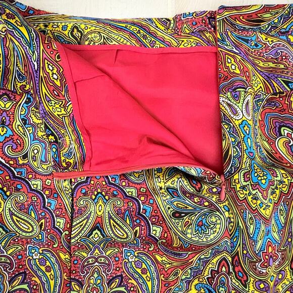 Olivia & Grace Silk Midi Skirt Size 12 Paisley Print Multicolor Lined Boho Chic - Picture 6 of 6